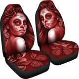 Calavera Fresh Look Design #2 Car Seat Covers (Red Freedom Rose) - FREE SHIPPING