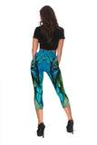 Calavera Fresh Look Design #2 Capri Leggings (Turquoise Tiffany Rose) - FREE SHIPPING Calavera Fresh Look Design #2 Capri Leggings (Turquoise Tiffany Rose) - FREE SHIPPING