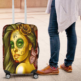 Calavera Fresh Look Design #2 Luggage Cover (Yellow Smiley Face Rose) - FREE SHIPPING