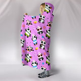 Cute Pandas Design #1 Hooded Blanket (Pink) - FREE SHIPPING