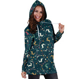 Ugly Christmas Sweater Hoodie Dress - Flying Reindeer Design #1 (Blue) - For Small To Plus Size Divas - FREE SHIPPING Ugly Christmas Sweater Hoodie Dress - Flying Reindeer Design #1 (Blue) - For Small To Plus Size Divas - FREE SHIPPING