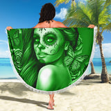 Calavera Fresh Look Design #2 Beach Blanket (Green Lime Rose) - FREE SHIPPING Calavera Fresh Look Design #2 Beach Blanket (Green Lime Rose) - FREE SHIPPING