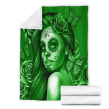 Calavera Fresh Look Design #2 Throw Blanket (Green Lime Rose) - FREE SHIPPING Calavera Fresh Look Design #2 Throw Blanket (Green Lime Rose) - FREE SHIPPING
