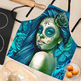 Calavera Fresh Look Design #2 Women's Apron (Turquoise Tiffany Rose) - FREE SHIPPING Calavera Fresh Look Design #2 Women's Apron (Turquoise Tiffany Rose) - FREE SHIPPING