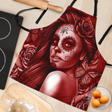 Calavera Fresh Look Design #2 Women's Apron (Red Freedom Rose) - FREE SHIPPING Calavera Fresh Look Design #2 Women's Apron (Red Freedom Rose) - FREE SHIPPING
