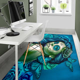 Calavera Fresh Look Design #2 Floor Covering (Horizontal, Turquoise Tiffany Rose) - FREE SHIPPING