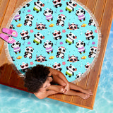 Cute Pandas Design #1 Beach Blanket (Blue) - FREE SHIPPING Cute Pandas Design #1 Beach Blanket (Blue) - FREE SHIPPING