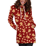 Ugly Christmas Sweater Hoodie Dress - Gingerbread Men Design #2 (Brown) - For Small To Plus Size Divas - FREE SHIPPING