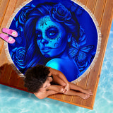 Calavera Fresh Look Design #2 Beach Blanket (Blue Elusive Rose) - FREE SHIPPING Calavera Fresh Look Design #2 Beach Blanket (Blue Elusive Rose) - FREE SHIPPING