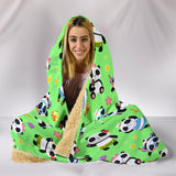 Cute Pandas Design #1 Hooded Blanket (Green) - FREE SHIPPING