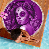 Calavera Fresh Look Design #2 Beach Blanket (Purple Night Owl Rose) - FREE SHIPPING Calavera Fresh Look Design #2 Beach Blanket (Purple Night Owl Rose) - FREE SHIPPING