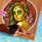 Calavera Fresh Look Design #2 Beach Blanket (Yellow Smiley Face Rose) - FREE SHIPPING Calavera Fresh Look Design #2 Beach Blanket (Yellow Smiley Face Rose) - FREE SHIPPING