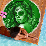 Calavera Fresh Look Design #2 Beach Blanket (Green Lime Rose) - FREE SHIPPING Calavera Fresh Look Design #2 Beach Blanket (Green Lime Rose) - FREE SHIPPING