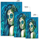 Calavera Fresh Look Design #2 Floor Covering (Vertical, Turquoise Tiffany Rose) - FREE SHIPPING