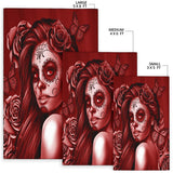 Calavera Fresh Look Design #2 Floor Covering (Vertical, Red Freedom Rose) - FREE SHIPPING