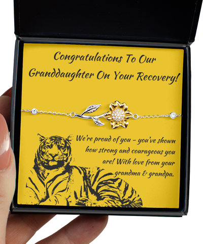 Sunflower Bracelet Rehab Recovery Congratulations Gift For Granddaughter From Grandparents, Rehabilitation Congrats From Grandma And Grandpa