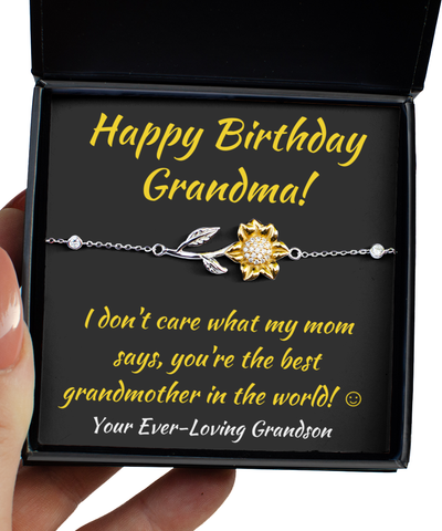 Sunflower Bracelet Funny Birthday Gift To Grandma From Grandson, Gifts For Grandma, Grandma Bracelet, Gift For Grandmother, Grandma Jewelry