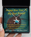 Blue Fire Opal Turtle Necklace Happy New Year To Best Friend From BFF, Bestie Good Luck Pendant, New Year's Jewelry, New Years Gift For Her