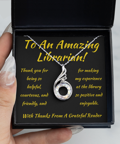 Rising Phoenix Necklace, Librarian Gift From Grateful Reader, Library Assistant Gifts, Phoenix Pendant, Library Worker
