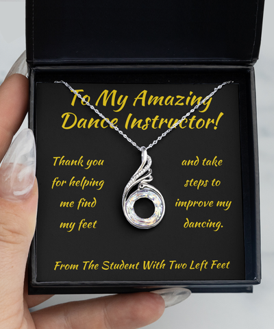 Rising Phoenix Necklace, Dance Instructor Gift, From Student With Two Left Feet, Dancing Teacher Present, Ballet Coach Jewelry