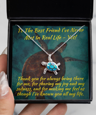 Blue Fire Opal Turtle Facebook Friend Gift, Twitter, Pinterest, Instagram, Social Media Contact Present, Best Friend I've Never Met Yet