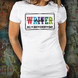 Writer Mode All Day Every Day Unisex T-Shirt (Ash Grey, White)