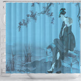 Woman Cooling Herself Japanese Art Shower Curtain - FREE SHIPPING