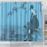 Woman Cooling Herself Japanese Art Shower Curtain - FREE SHIPPING