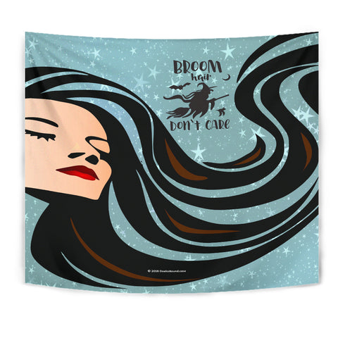 Broom Hair Don't Care Design #1 - Halloween Wall Tapestry - FREE SHIPPING