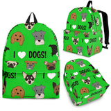 I Love Dogs Backpack (FPD Green) - FREE SHIPPING