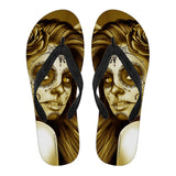 Calavera Fresh Look Design #2 Women's Flip-Flops (Hazel Sparkle & Shine Rose)
