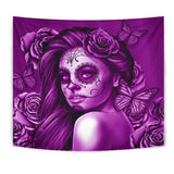 Calavera Fresh Look Design #2 Wall Tapestry (Purple Night Owl) - FREE SHIPPING