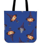 Cute Witches Halloween Trick Or Treat Cloth Tote Goody Bag (Blue)