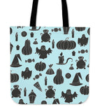 Halloween Icons Halloween Trick Or Treat Cloth Tote Goody Bag (Light Blue)