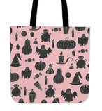 Halloween Icons Halloween Trick Or Treat Cloth Tote Goody Bag (Pink Cream)