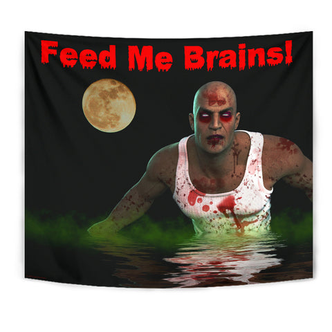 Feed Me Brains - Halloween Wall Tapestry - FREE SHIPPING