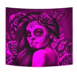 Calavera Fresh Look Design #2 Wall Tapestry (Pink Easy On The Eyes Rose) - FREE SHIPPING