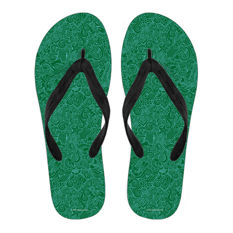 Nautical Design Flip-Flops (Dark Green)