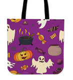 Spooky Stuff Halloween Trick Or Treat Cloth Tote Goody Bag (Purple)