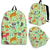 Wildlife Collection - Forest Animals (Light Green) Backpack - FREE SHIPPING