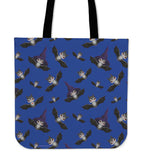 Witch Bats Halloween Trick Or Treat Cloth Tote Goody Bag (Blue)