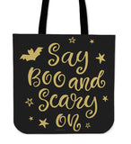 Say Boo And Scary On Halloween Trick Or Treat Cloth Tote Goody Bag