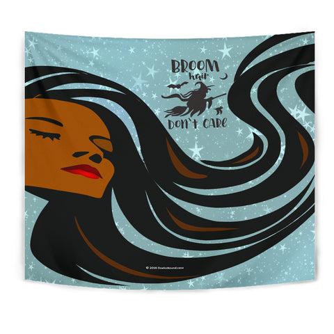 Broom Hair Don't Care Design #2 - Halloween Wall Tapestry - FREE SHIPPING