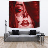 Calavera Fresh Look Design #3 Wall Tapestry (Red Garnet) - FREE SHIPPING
