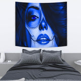 Calavera Fresh Look Design #3 Wall Tapestry (Blue Lapis Lazuli) - FREE SHIPPING