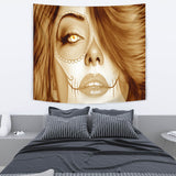 Calavera Fresh Look Design #3 Wall Tapestry (Honey Tiger's Eye) - FREE SHIPPING