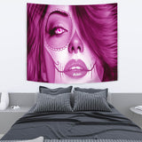 Calavera Fresh Look Design #3 Wall Tapestry (Pink Mystic Topaz) - FREE SHIPPING