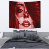 Calavera Fresh Look Design #3 Wall Tapestry (Red Garnet) - FREE SHIPPING