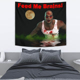 Feed Me Brains - Halloween Wall Tapestry - FREE SHIPPING