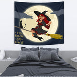 If The Broom Fits, Ride It - Halloween Wall Tapestry - FREE SHIPPING